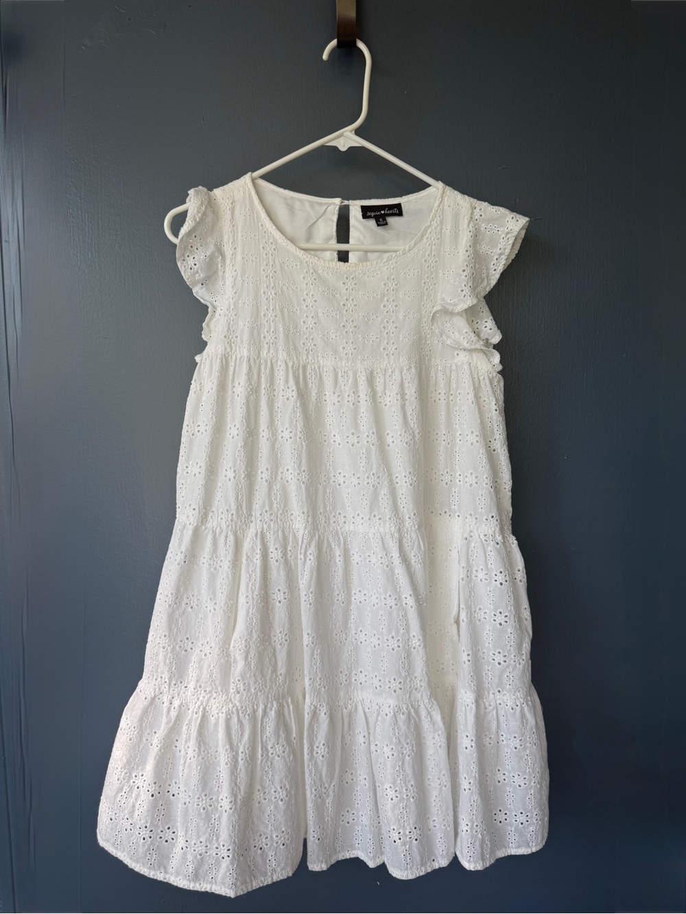 Women's Eyelet Tiered White Dress